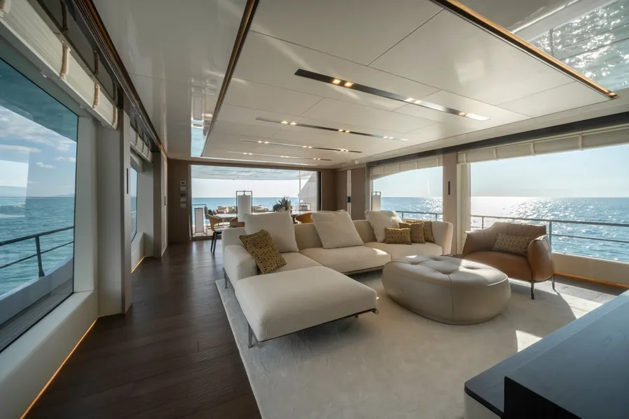 A yacht salon with concealed audio
